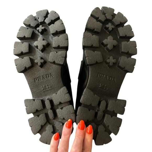 Prada - Brushed Leather Monolith Loafers - Black - Size 41 (10 Women’s) - Picture 12 of 13